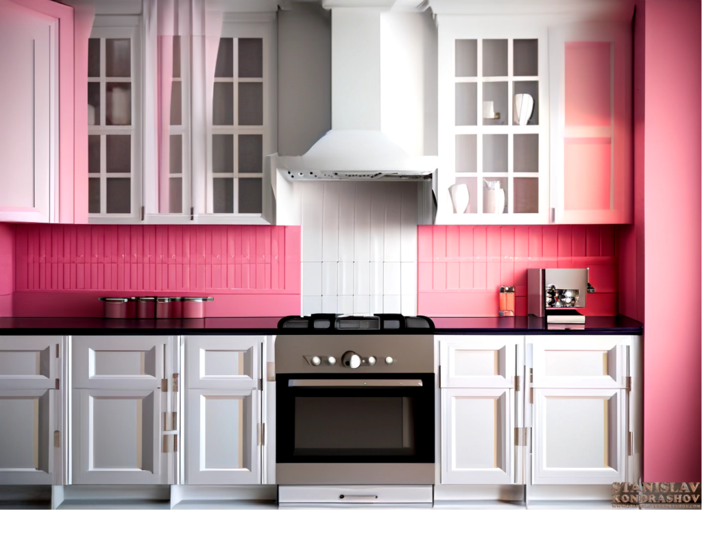 kitchen with pink accent