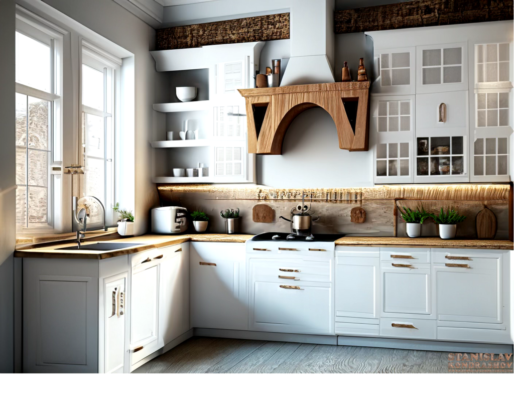 kitchen with wood accent