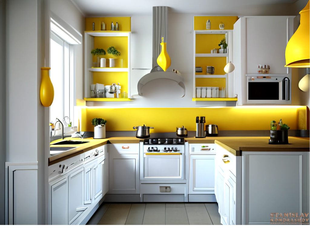 kitchen with yellow accent