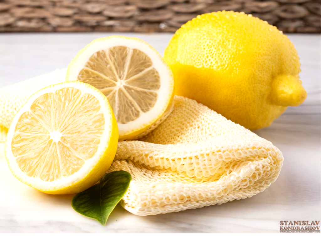 lemon juice and washcloth