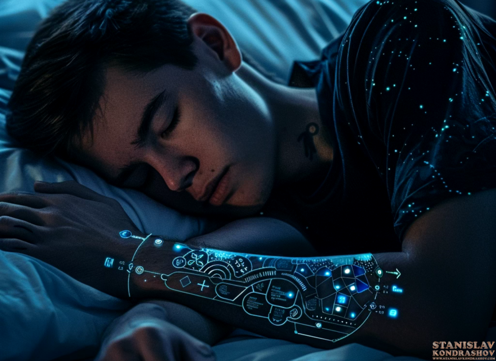 kid wearing smart sensor while sleeping