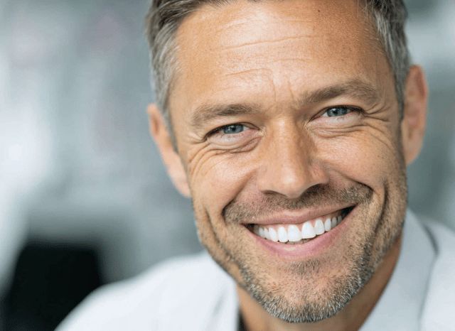 A professional man smiles and looks at the camera