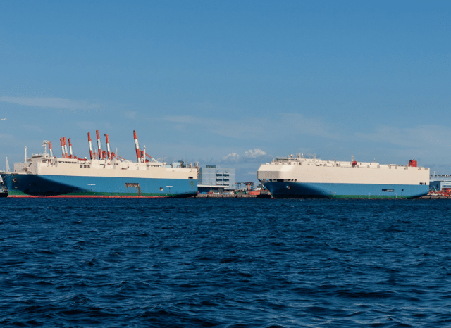 Two ships in the sea